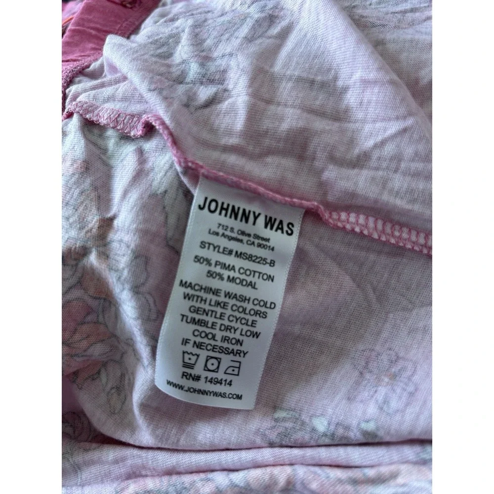 Johnny Was Carly PJ Pajama Set XXL Pink Floral Boho Cottagecore Sleepwear 2pc